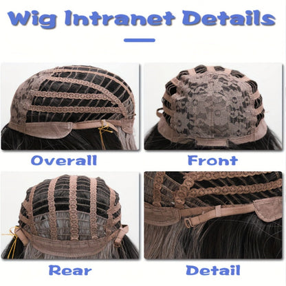 Synthetic Wig 12-Inch Straight Bob with Bangs and Rose Net Cap in Four Color Finishes for Daily Style