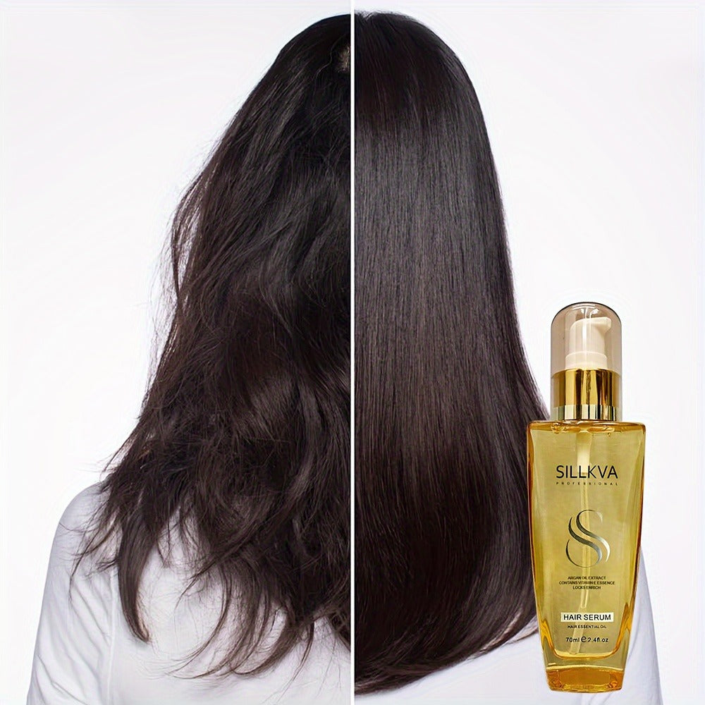 Two-Pack Argan Oil Leave-In Hair Serum for Dry, Frizzy and Flyaway Hair in Daily Care Routines