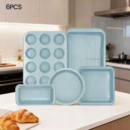 Mixed-Color Bakeware Set with 2–18 Pieces, Cake and Muffin Pans, Trays, Racks and Tools Pictured