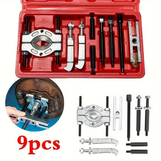 Bearing Puller Set 9-Piece - Gearbox Bearing Removal Tool Kit for Automotive & Mechanical Repair, Internal External Bearing Extractor, Professional Car Repair Tool for Transmission & Wheel Bearings