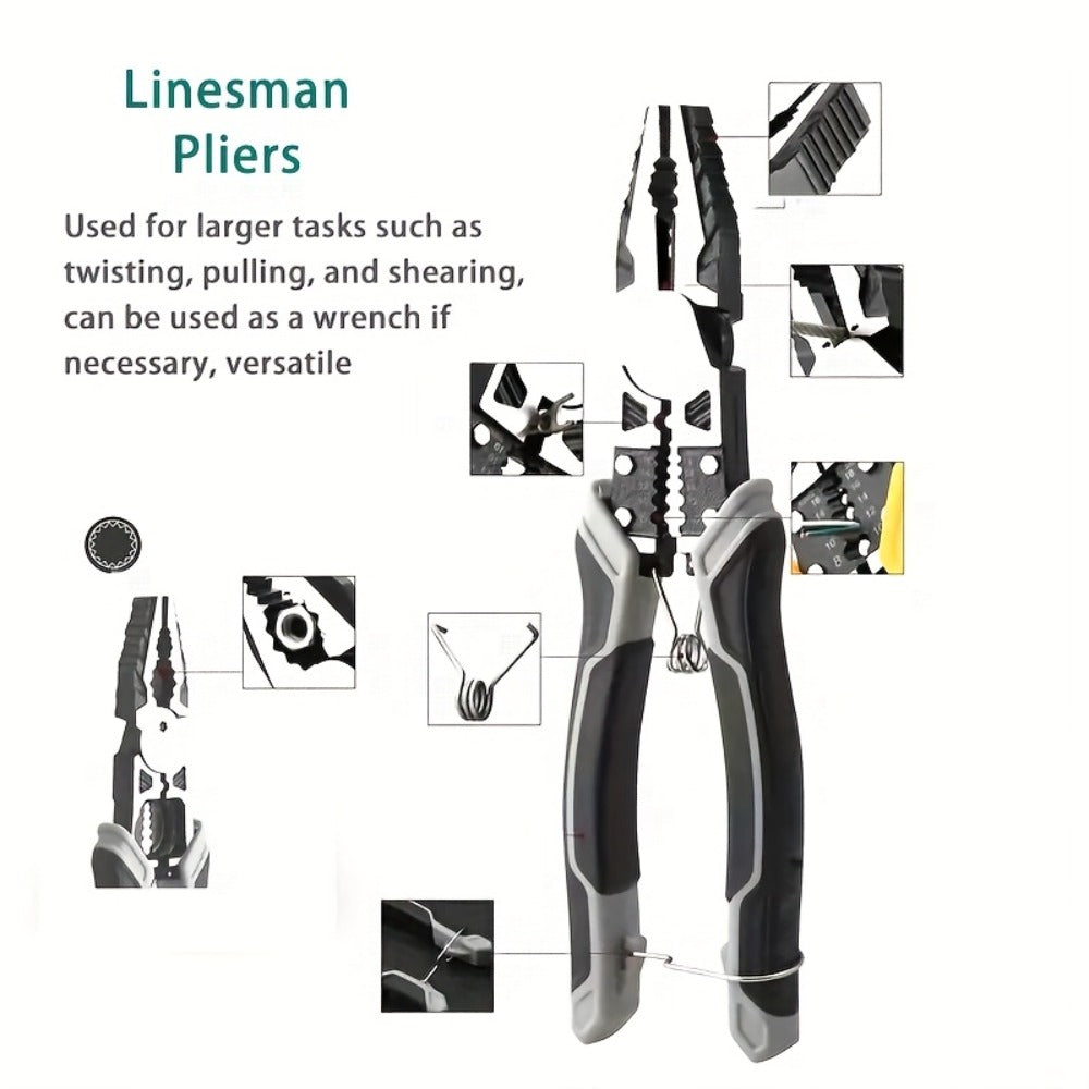 Three-Piece Pliers Set with 8- and 9-Inch Diagonal Cutting, Long-Nose and Combination Wire-Working Tools
