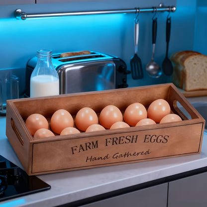 Two-Piece Farmhouse Wooden Egg Holder Rack Set with Handles and Space for Twenty-Four Eggs Each