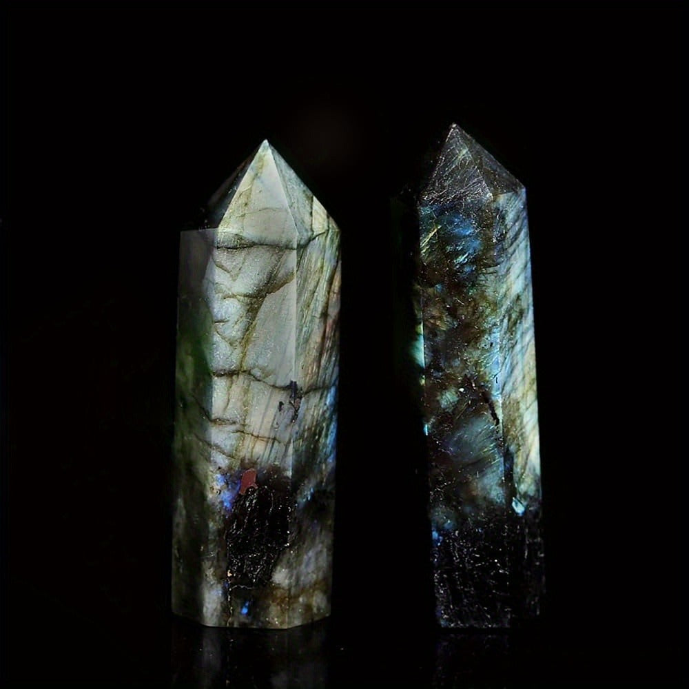 Natural Rainbow Fluorite Crystal Tower Set 7PCS – Hand-Polished Hexagonal Gemstone Obelisks 2.2 Inch, Crystal Points for Home Decor, Meditation, Reiki & Holiday Gift, Eco-Crafted Mineral Collection