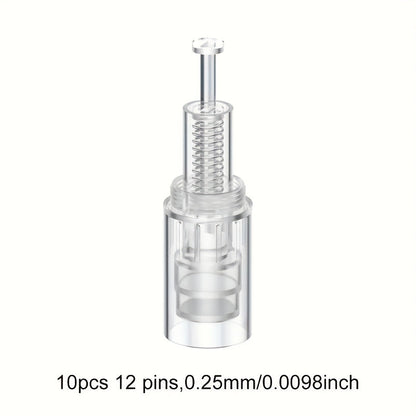 Microneedling Cartridges 10pcs Replacement Needle Tips for Derma Pen — 12 Pin 36 Pin R-Nano 0.25mm Screw-Lock, Compatible with L1 L3 L6 L8 S8 Microneedle Pen, Sterile Single-Use