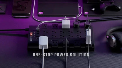 Surge Protector Power Strip 28-in-1 with 22 AC Outlets, 5 USB-A, 1 USB-C, 2100J Rating and 5 to 13 ft Cord Options