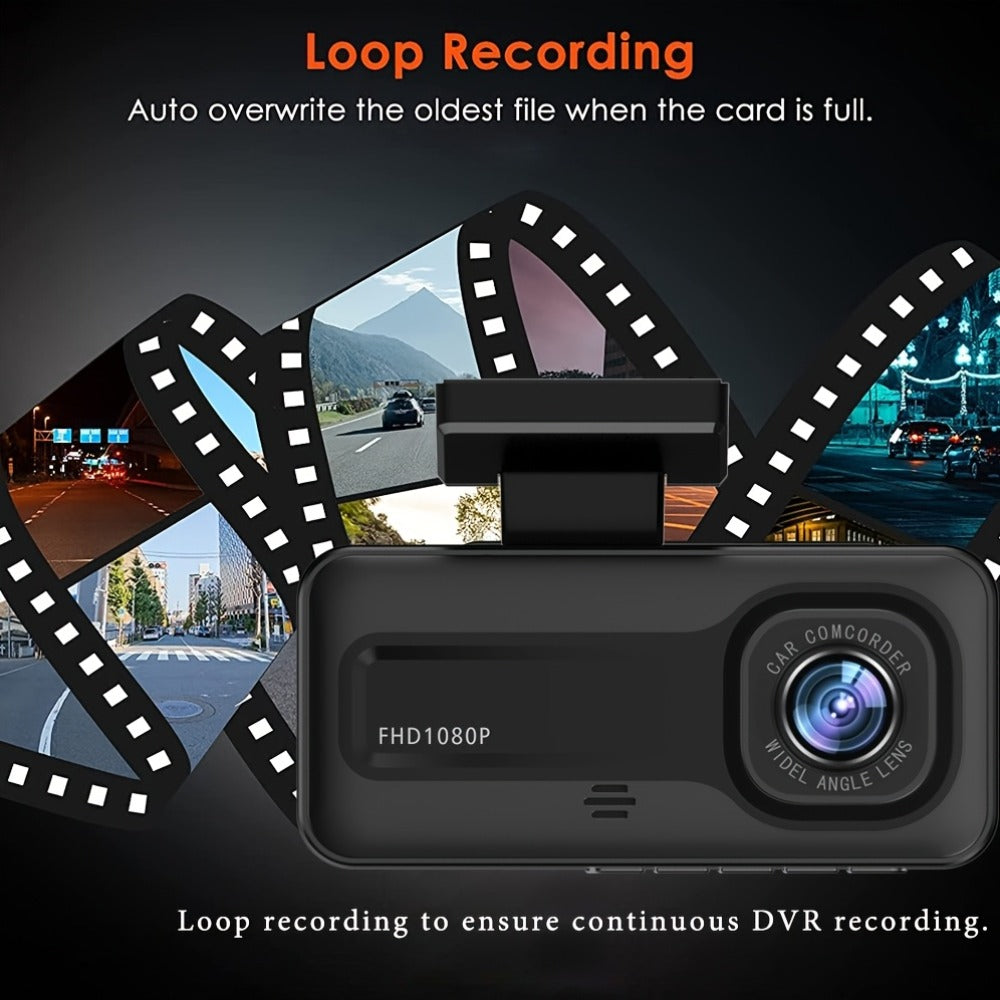 3 Channel Dash Cam Front Rear Inside 1440P+1080P+1080P with 64GB SD Card, Super Night Vision, Loop Recording, G-Sensor, Motion Detection, 24-Hour Parking Mode