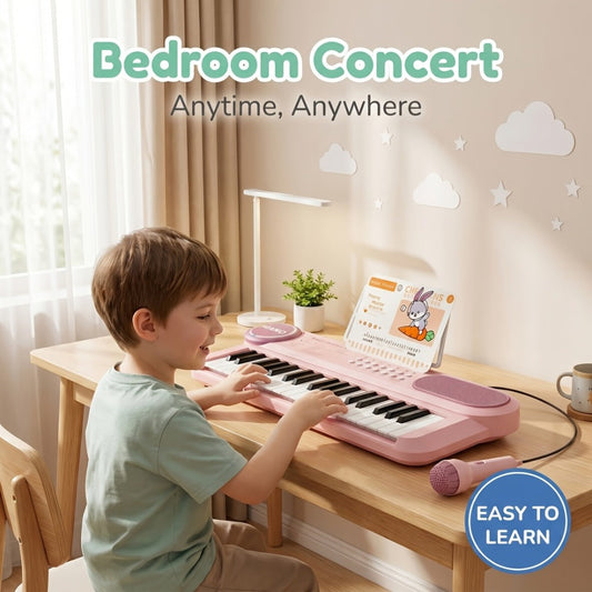 Kids Electronic Keyboard Piano 37 Keys with Microphone, Multi-Function Musical Instrument Toy for Children, Educational Music Gift for Boys & Girls, Birthday Christmas Holiday Gift, Sky Blue, Rose Red, Pink