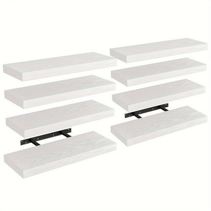 15.8-Inch Floating Wall Shelf Set with Concealed-Style Brackets, Five Finishes and 4- or 8-Piece Options