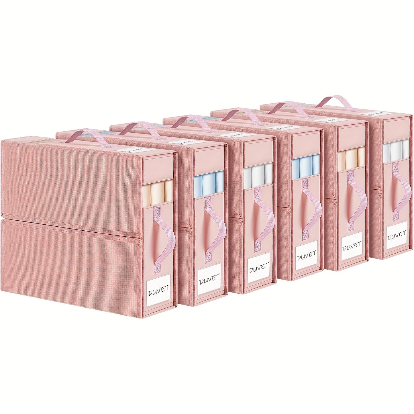 Foldable Sheet and Bedding Storage Organizer Box in Pink for Closets, Wardrobes or Under-Bed Use