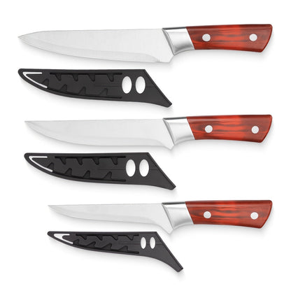 Kitchen Knife Set 3-Piece Hand-Forged Stainless Steel Boning, Fillet and Carving Knives with Optional Sheath