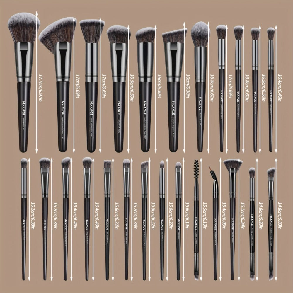Makeup Brush Set, 25-Piece Synthetic Bristle and ABS Handle Collection with Face-Eye Brush Shapes and Gift Box