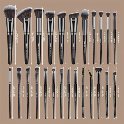 Makeup Brush Set, 25-Piece Synthetic Bristle and ABS Handle Collection with Face-Eye Brush Shapes and Gift Box