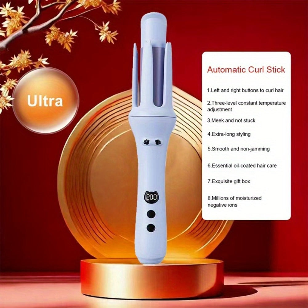 Hair Curler - One Button Electric Rotary Curling Iron with LED Display, 9-Speed Intelligent Temperature Control