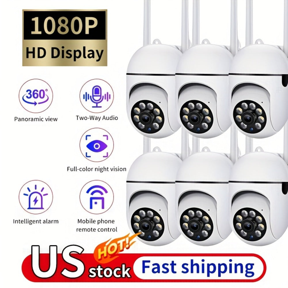 Indoor Security Camera 6-Pack with 1080P Video, 355° Pan-Tilt, Night Vision and USB Power Setup