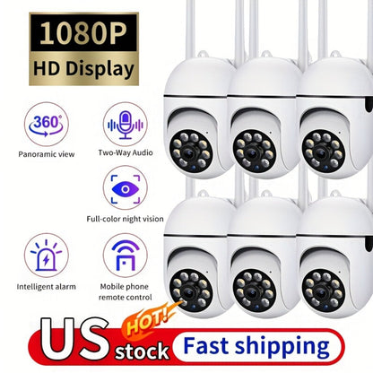 Indoor Security Camera 6-Pack with 1080P Video, 355° Pan-Tilt, Night Vision and USB Power Setup