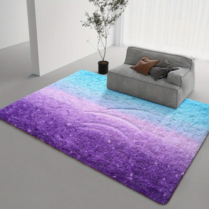 Area Rug Gradient Polyester Plush Mat in Seven Colors and Three Machine-Washable Room Sizes
