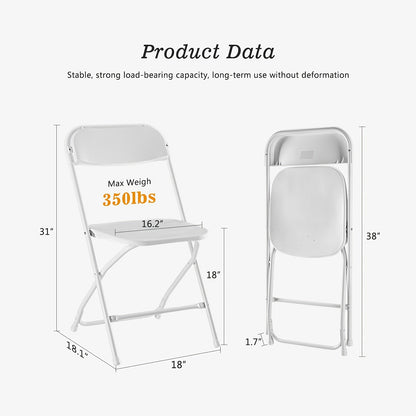 White or Black Molded-Seat Folding Chair Sets in 4, 6, 8, 10 or 20-Piece Checkouts Pictured