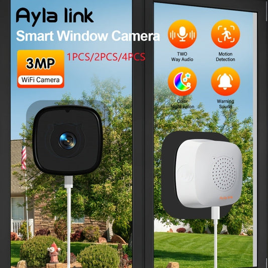 Security Camera 3MP Window Model with Dual-Band WiFi, Full-Color Night Vision and 1, 2 or 4-Pack Options