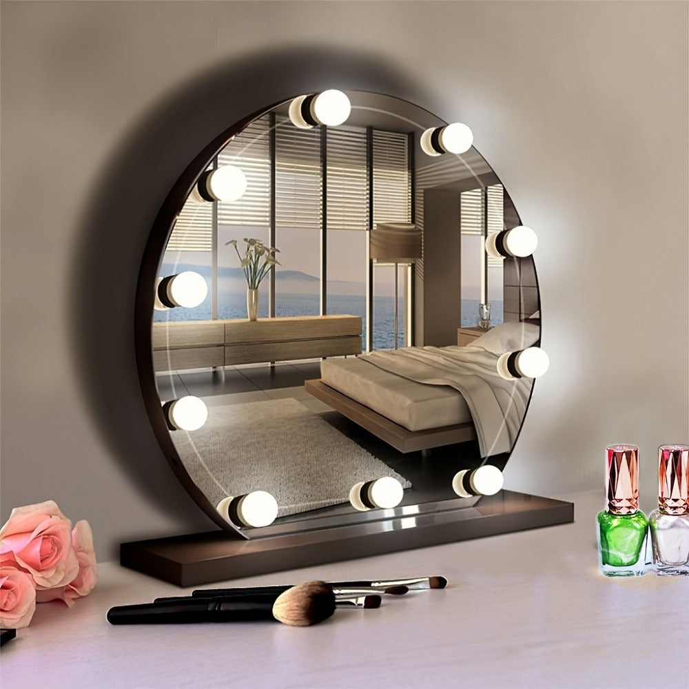 LED Vanity Mirror Light for Makeup, USB Powered 8-Bulb Mirror Lamp with 3 Color Temperatures, Adjustable Brightness & Spacing