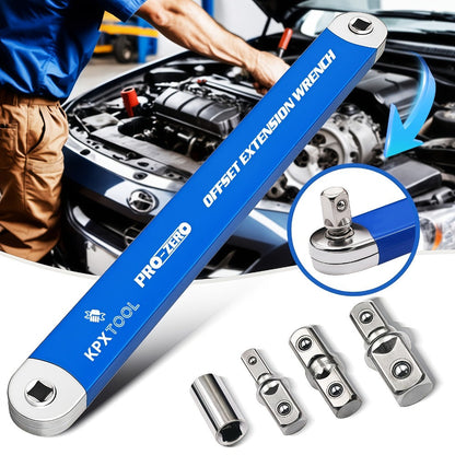 Ratchet Wrench Set 2-in-1 Multi-Function Offset Extension | 1/2" 1/4" 3/8" Square Head Adapters | 180° Swivel High Torque Non-Slip Handle | Durable Metal Automotive Repair Hand Tool