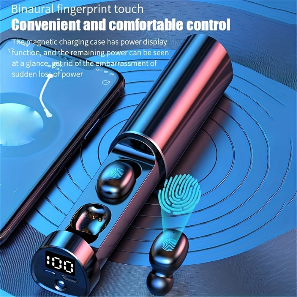 True Wireless Earbuds with Torchlight Charging Case, Touch Controls, Built-In Microphone and USB Charging