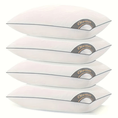 Hotel Quality Sleep Pillows Firm Support Cool-to-Touch Fiber Fill 2/4 Pack - Back Stomach Side Sleeper Pillow Set Soft Breathable Bed Pillows Standard Queen King Size