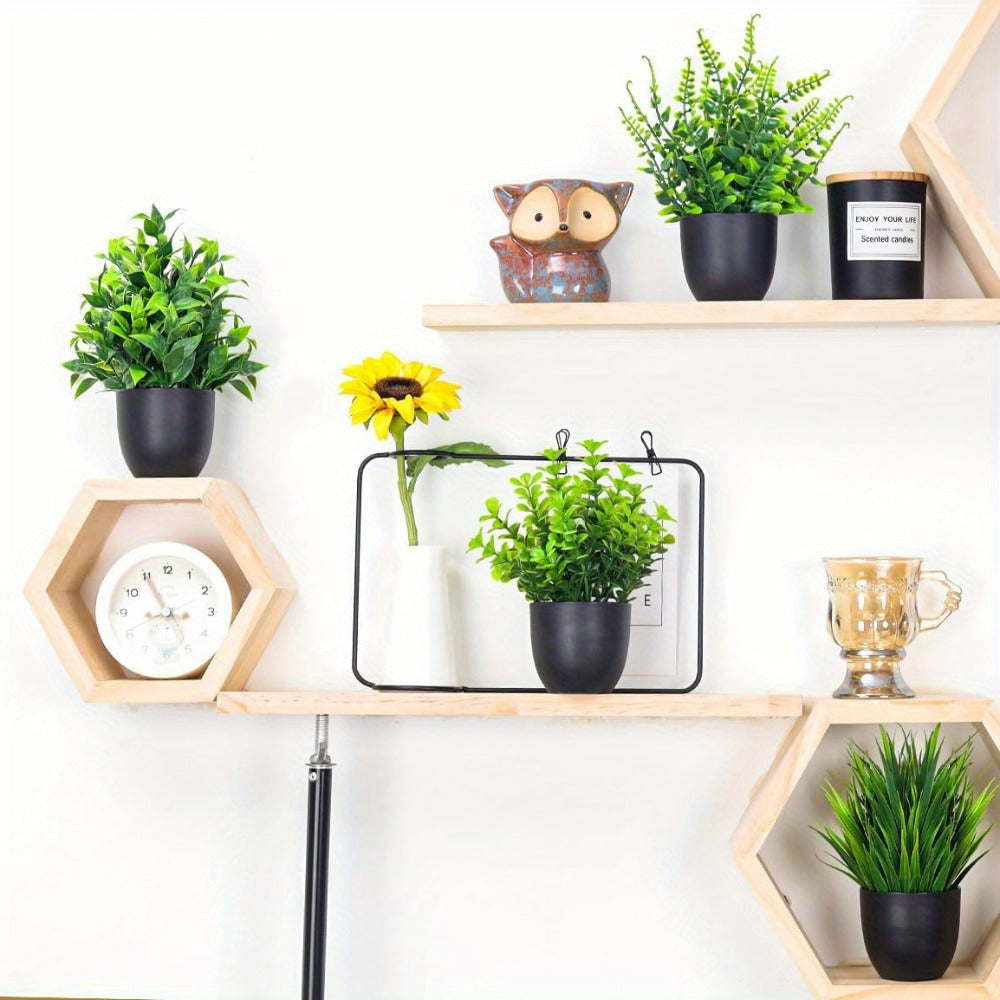 Artificial Plants 4 Pack Small Fake Plants in Black Pots for Bathroom Home Office Desktop for Entryways, Bedrooms and Living Spaces
