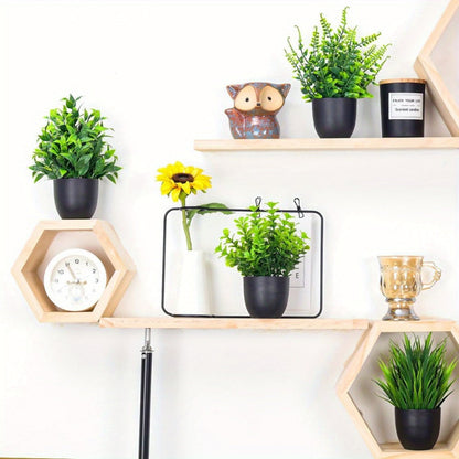 Artificial Plants 4 Pack Small Fake Plants in Black Pots for Bathroom Home Office Desktop for Entryways, Bedrooms and Living Spaces