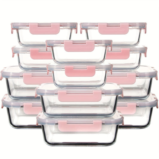 Glass Food Storage Containers with Airtight Lids - Borosilicate Glass Meal Prep Containers Set, Microwave Dishwasher Freezer Safe, BPA Free, Leak Proof Lunch Containers for Kitchen