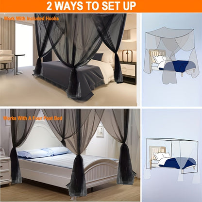 Bed Canopy Mosquito Net - Princess Canopy for Beds with Curtains, Sheer Bed Drapes for Indoor Outdoor Use