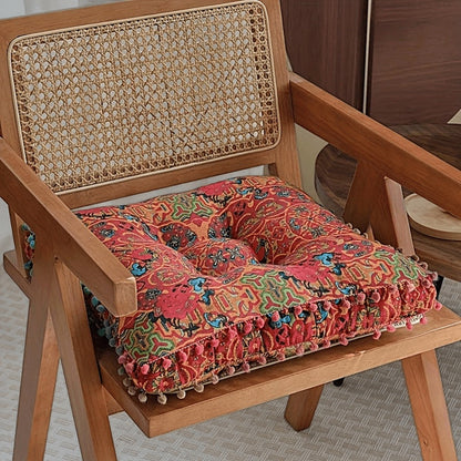 Square Bohemian Floor Cushion in Moroccan Orange or Bohemian Yellow with Forty-Two-Centimeter Size