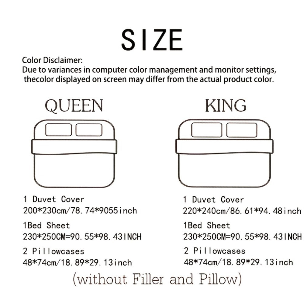 Plush Four-Piece Duvet Cover Set with Bed Sheet, Two Pillowcases, Queen or King Size and Eight Colors