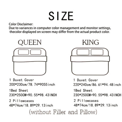 Plush Four-Piece Duvet Cover Set with Bed Sheet, Two Pillowcases, Queen or King Size and Eight Colors
