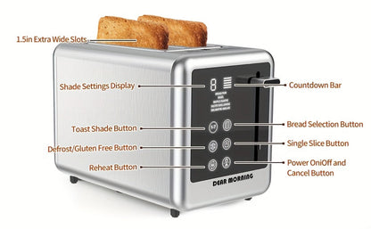 Touch-Screen Two-Slice Toaster with Seven Browning Levels, Five Modes and Stainless-Tone Housing