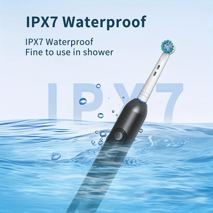 Electric Toothbrush with Eight Round Brush Heads, Three Modes, Induction Charging, IPX7 Rating and Travel Case