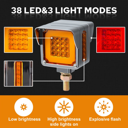 LED Side Marker Lights Square Truck Cab Clearance Lights 12V Waterproof Turn Signal Indicator Side Lights for Cars Trucks Trailers, Multi-Color Available (Red Amber Blue Green Purple Ice Blue)