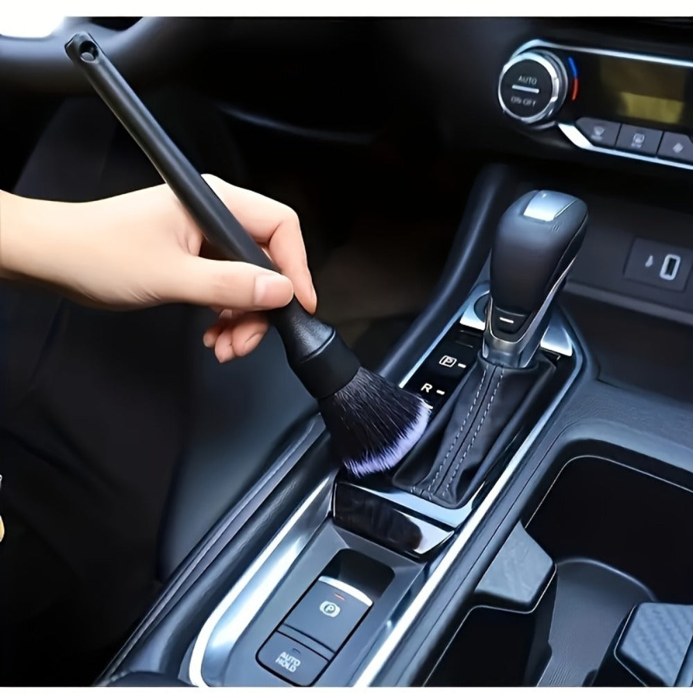Car Interior Cleaning Brush Set – 5pcs Soft Bristle Detailing Brushes for Dashboard, Vents & Instrument Panel, Non-Shedding, Black