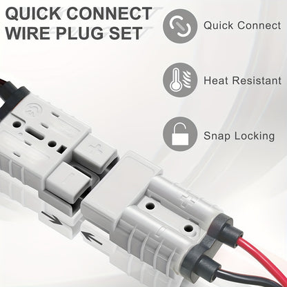 SB50 Anderson Connector Plug with 10FT Wire - Double SB50 Battery Harness Cable for RV, Winch, Trailer, Golf Cart & Electric Vehicle Quick Connect