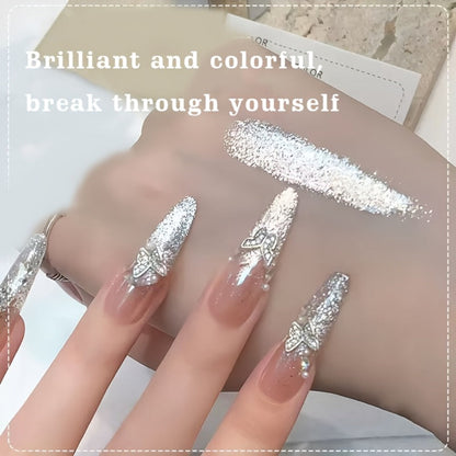 Shimmer White Glitter Gel Nail Polish – Semi-Permanent LED Cure Polygel, High-Shine Glossy Finish, Explosive Flash Effect for Professional & DIY Manicure, Long-Lasting Chip-Resistant