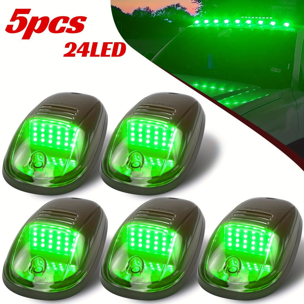5pcs LED Cab Roof Marker Lights 16/24 LED 12V Super Bright UV-Resistant ABS Lens with Wiring Harness Kit for 2003-2018 Pickup Trucks 1500 2500 3500 4500 5500, White Amber Red Blue Green Purple
