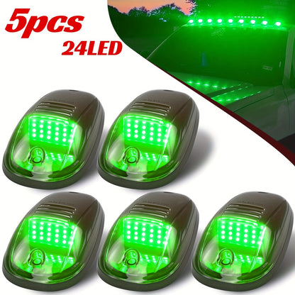 5pcs LED Cab Roof Marker Lights 16/24 LED 12V Super Bright UV-Resistant ABS Lens with Wiring Harness Kit for 2003-2018 Pickup Trucks 1500 2500 3500 4500 5500, White Amber Red Blue Green Purple