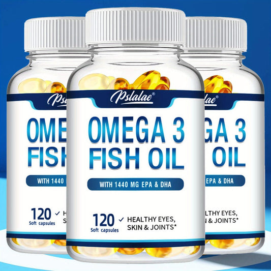 Triple Strength Omega-3 Fish Oil Softgels 120 Capsules with High-Potency EPA & DHA — Heart, Brain, Vision & Skin Health Supplement for Women and Men
