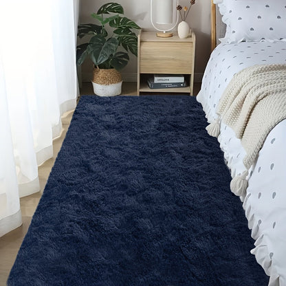 Area Rug Tie-Dye Shaggy Plush Design with Six Colors and Four Washable Sizes for Bedroom or Dorm