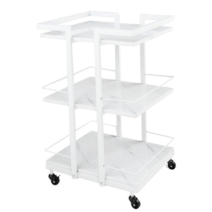 3-Shelf Rolling Salon Cart with Lockable Wheels 130lbs per Shelf – Heavy Duty Metal Frame Waterproof Utility Trolley for Esthetician, Spa, Tattoo, Massage & Manicure, Gold White Rose Gold Black