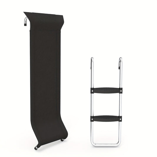Trampoline Ladder & Slide Kit – 2-Step Wide Safety Ladder Stairs with Strong Tear-Resistant Slide for Trampolines, Ages 14+, PE & Galvanized Steel Construction