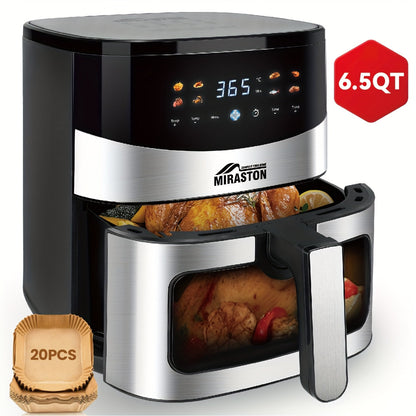 Miraston Air Fryer with Viewing Window, Eight Preset Icons and 2.8Qt or 6.5Qt Touchscreen Options