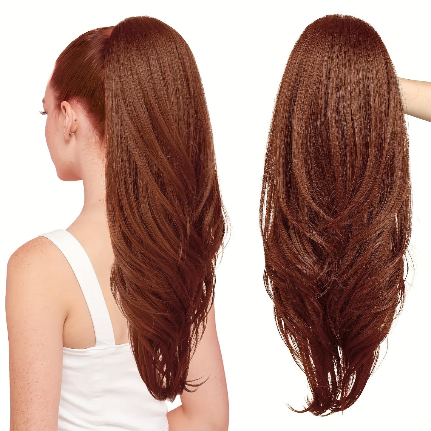 26-Inch Drawstring Wavy Ponytail Extension with Wraparound Clip in Ten Color and Style Options