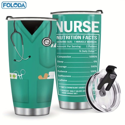 Insulated Tumbler 20oz Nurse Graphic Stainless Steel Vacuum Travel Mug in Four Color Options