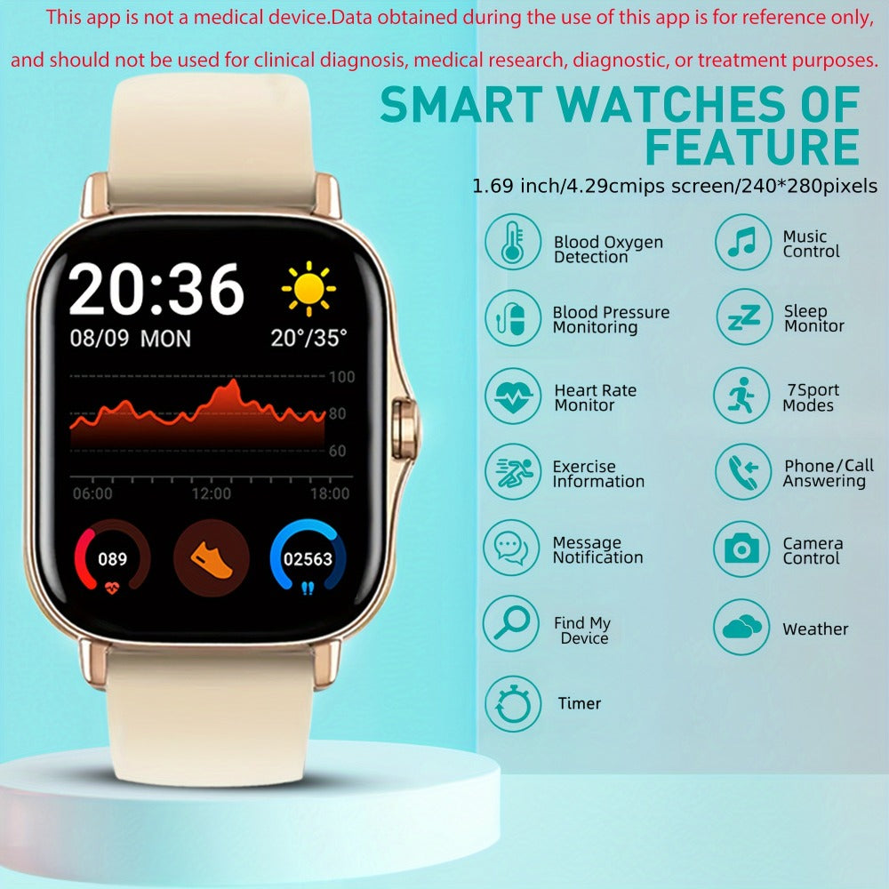 Smartwatch – with Pedometer, Calorie & Distance Tracker, Customizable Watch Faces, Call & SMS Alerts, Multi-Sport Modes – Unisex Android…