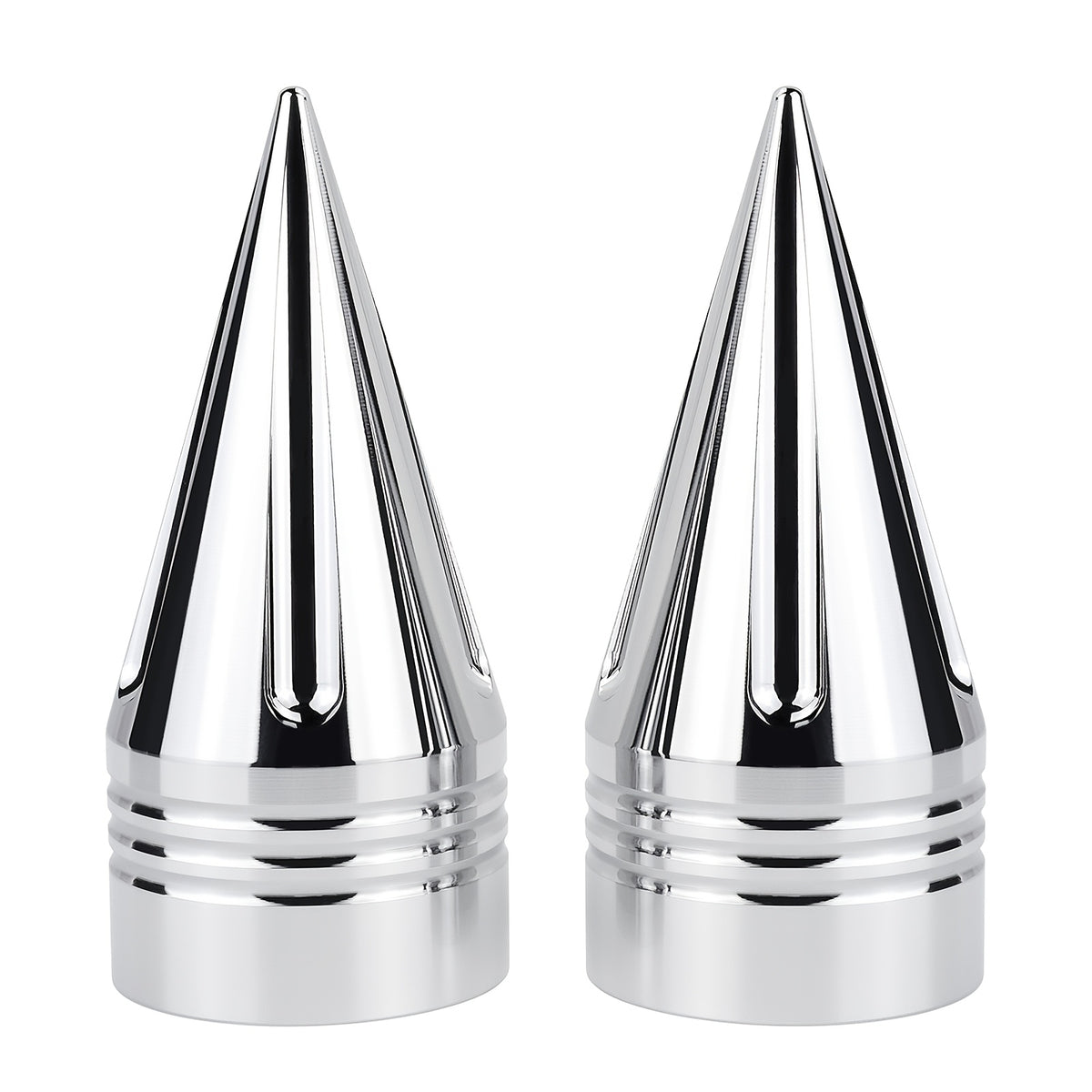 CNC Spike Motorcycle Front Axle Nut Covers Caps 3.6" – Fits Harley Touring Street Glide Road King Electra Glide Tri Glide 2008-Later, Black & Silvery